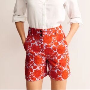 Boden Westbourne Linen Shorts Firecracker, Gardenia Swirl NWT 4